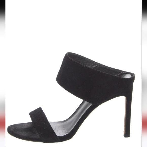 Stuart Weitzman Myslide Suede Black Heels - Picture 1 of 7
